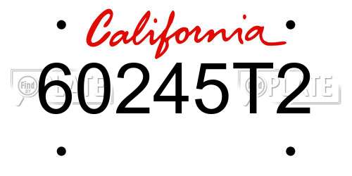 60245T2 California License Plate