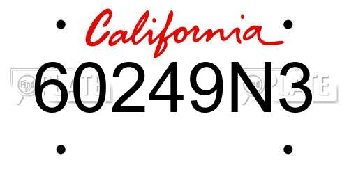 60249N3 California License Plate