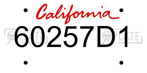 60257D1 California License Plate