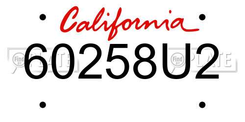 60258U2 California License Plate