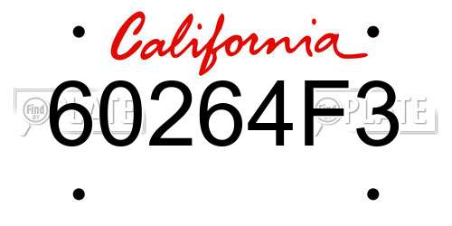 60264F3 California License Plate