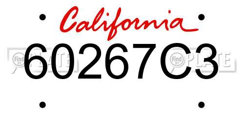 60267C3 California License Plate