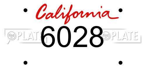 6028 California License Plate