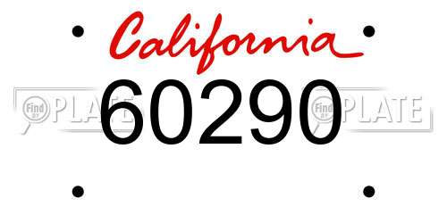60290 California License Plate