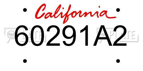 60291A2 California License Plate