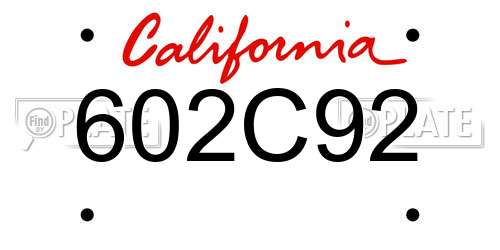 602C92 California License Plate