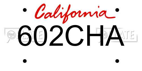 602CHA California License Plate