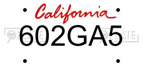 602GA5 California License Plate