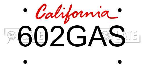 602GAS California License Plate