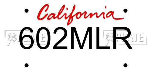 602MLR California License Plate