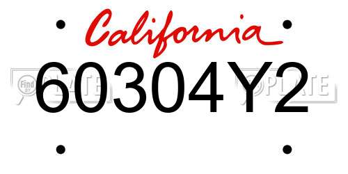 60304Y2 California License Plate