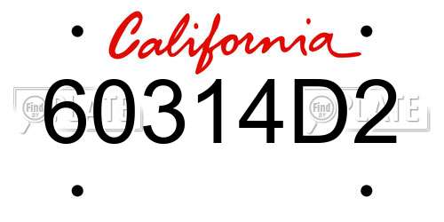 60314D2 California License Plate