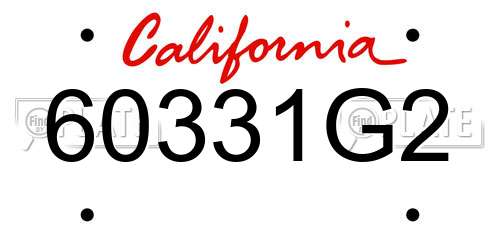 60331G2 California License Plate
