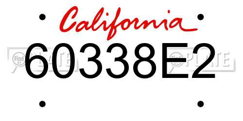 60338E2 California License Plate