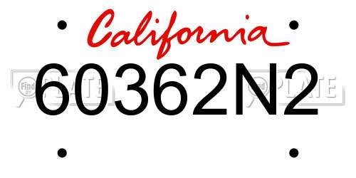 60362N2 California License Plate
