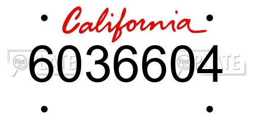 6036604 California License Plate