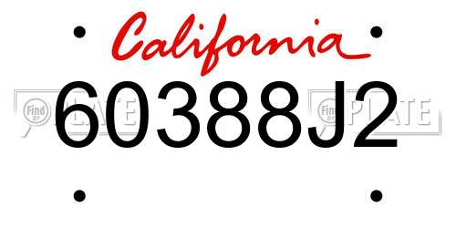 60388J2 California License Plate