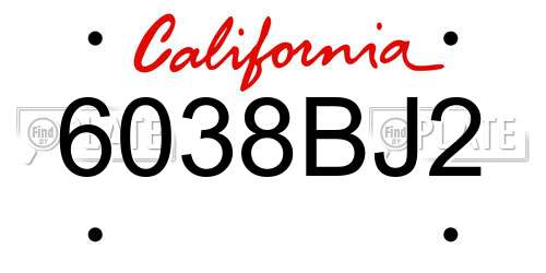 6038BJ2 California License Plate