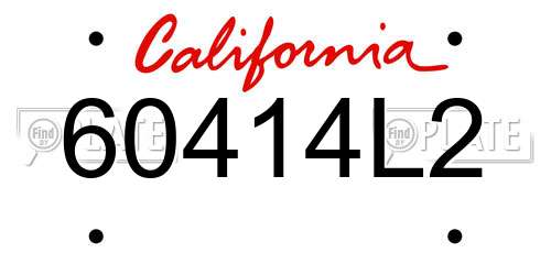 60414L2 California License Plate