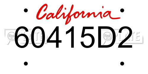 60415D2 California License Plate