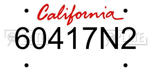 60417N2 California License Plate
