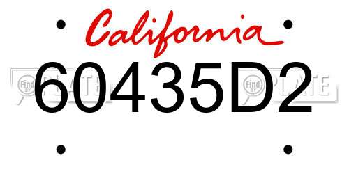 60435D2 California License Plate