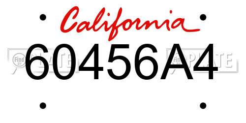 60456A4 California License Plate