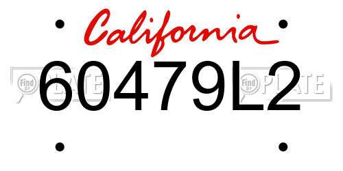 60479L2 California License Plate