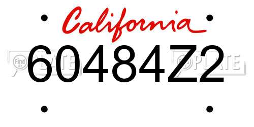 60484Z2 California License Plate