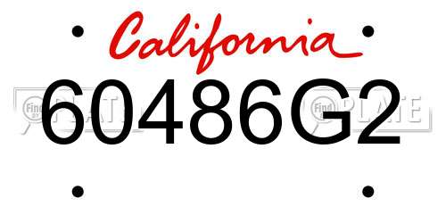 60486G2 California License Plate