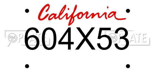 604X53 California License Plate
