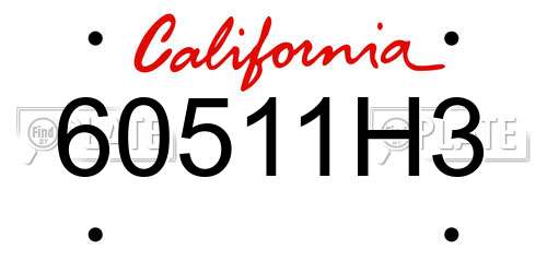 60511H3 California License Plate