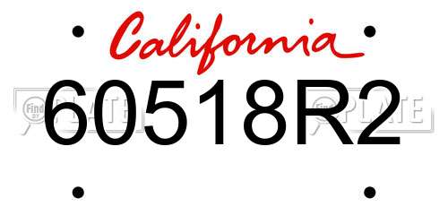 60518R2 California License Plate