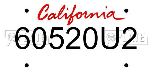 60520U2 California License Plate