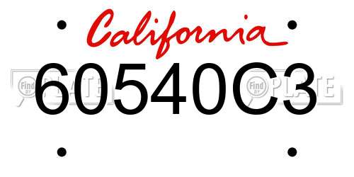 60540C3 California License Plate