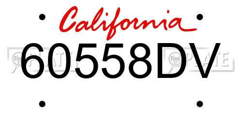 60558DV California License Plate