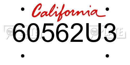 60562U3 California License Plate