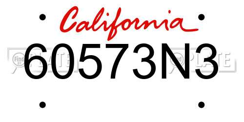 60573N3 California License Plate