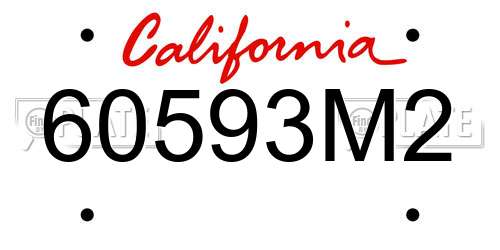60593M2 California License Plate