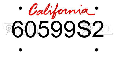 60599S2 California License Plate