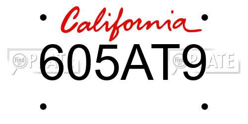 605AT9 California License Plate
