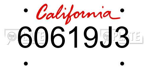 60619J3 California License Plate