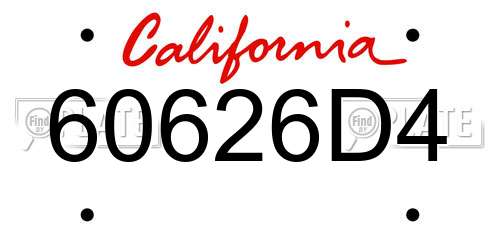 60626D4 California License Plate