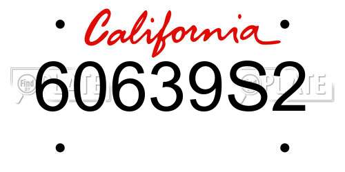 60639S2 California License Plate