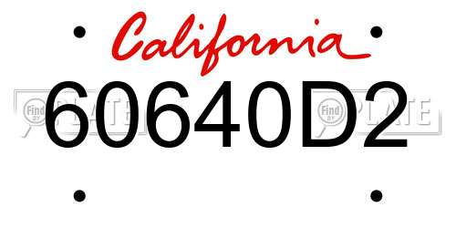 60640D2 California License Plate