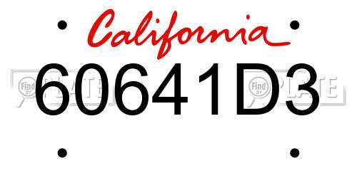 60641D3 California License Plate