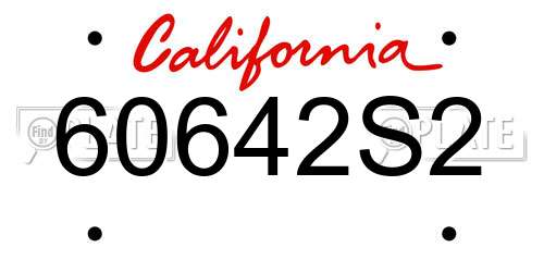 60642S2 California License Plate