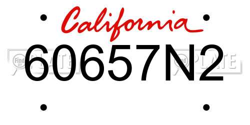 60657N2 California License Plate