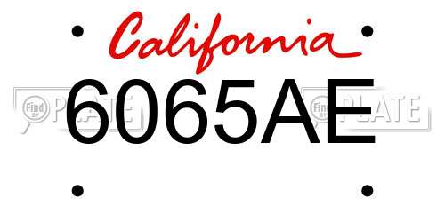 6065AE California License Plate