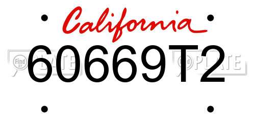 60669T2 California License Plate